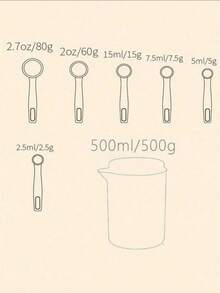 1set Measuring Cups & Spoons, Plastic Scaled Powder Scoop, Baking Measuring Spoons, Kitchen Baking Tool Set