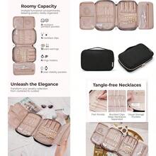 Travel Jewelry Storage Cases Jewelry Organizer Bag For Necklace Earrings Rings Bracelet Black