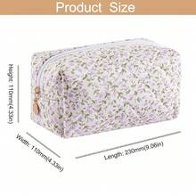 Makeup Bag Travel Cosmetic Bag For Women Girls, Zipper Make Up Pouch, Floral Flowers Toiletry Organizer Makeup, Portable Storage Cosmetic Travel Cloth Bag (Purple Floral){"Color_name":"C2PurpleFloral"} - C2紫色花香 - 查看 4