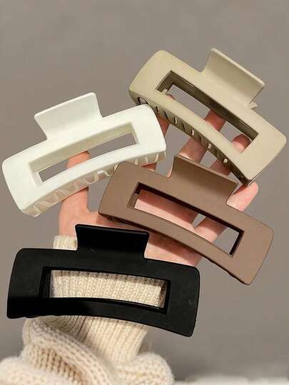 4 pezzi Graziosi fermagli per capelli semplici beige, fermagli per capelli in plastica ABS di grandi dimensioni per capelli spessi, accessori per capelli eleganti