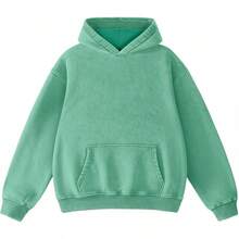 FAIABLE Mens Hoodies Oversized Unisex Wash Hoodie Heavyweight Fleece Vintage Cotton Sweatshirt Men Women Streetwear - 薄荷綠 - 查看 11