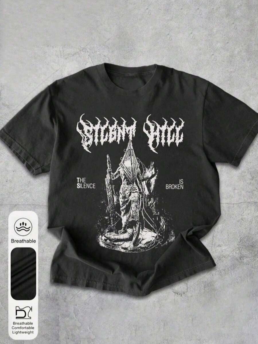 Women's Summer Plus Size Retro Silent Hill Pattern Printing Casual Simple Loose Daily Round Neck Short Sleeve T-Shirt Tops Women's Summer Plus Size T-Shirt Tops