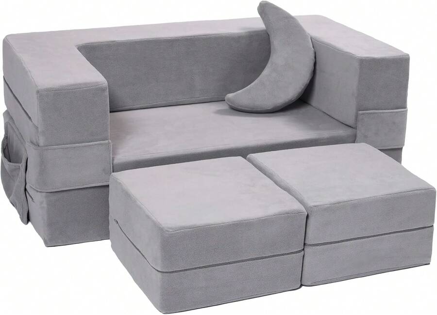 Sofá modular, sillón de espuma de sofá convertible, juego de sofá de felpa plegable (color dinámico), 23116483 - verde menta - Ver 1