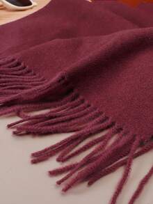 1pc Autumn/Winter High-Quality Twill Fringe Solid Color Women Pashmina Scarf, Fashionable Casual Windproof Warm Shawl, Comfortable Blanket Scarf, Suitable For Daily Wear For Dress