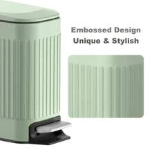 Slim Bathroom Trash Can With Lid Soft Close, 6 Liter/1.6 Gallon Stainless Steel Small Garbage Can With Removable Inner Bucket, Step Pedal, Slim Wastebasket For Toilet, Office, Bedroom, Green - Mint Green - View 5