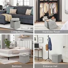 Storage Ottoman, 11.8'' Folding Footstools, Multipurpose Foot Rest Stool, Foldable Linen Fabric Ottomans, Small Square Ottoman