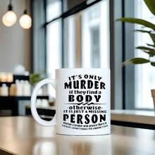 1 Piece It's Just Ceramic Coffee Mug - Humorous Insulated Reusable Cup, Washable, Suitable All Beverages, - 黑色 - 查看 9