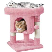 Butterslay 23.5″ 2-Level Cat Tree With Wide Top Perch & Cat Condo & Natural Sisal Scratch Posts For Small/Medium Cats - Hồng - Xem 10