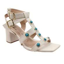 Sandália Feminina Casual Salto Baixo Bloco Confortável Dia a Dia Moda Verão tachas 1617