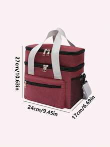 1pc Double Layer Insulated Lunch Box Bag For Office Workers, Large Capacity Hand-Held Bag For Students To Bring Food, Insulated Bag For Lunch Boxes, Outdoor Picnic Bag, Home Decor, Party & Christmas Storage - Multicolor - View 11