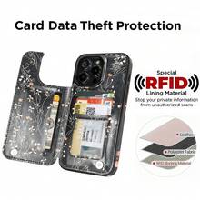 Compatible With IPhone 15 Pro Max 6.7" Wallet Case With Card Holder Slot Folio Flip PU Leather Kickstand Double Magnetic Clasp And RFID Blocking Design Cover 6.7 Inch (Wild Flowers){"Color_name":"WildFlowers","Size_name":"IPhone15ProMax6.7\""} - 多色13 - 查看 4