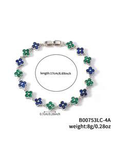 1 件彩色时尚奢华花卉锆石手链 - 橫豎連結式 - 查看 52