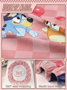 Bluey Cartoon Digital Printed Bedsheet,  Bedding, Mattress Protector, Bed Cover, Fitted Sheet, Comfortable Home Textile, Cool-Toned Fitted Sheet, Breathable Anti-Pilling Mattress Protector, Soft & Skin-Friendly, Cartoon Pattern Bed Cover & Sofa Cover, Extra Large Bedding, Lightweight Polyester Bedsheet - Multicolor - View 7