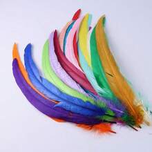 30 Pieces Of Black Rooster-Feather-Like Mixed Color Tail Feathers, Each 30-35 Cm Long, In Various Mixed Colors. Suitable For Wedding Decorations, Headpieces, Costume Parties, Craft Materials, DIY Projects, Hair Accessories, Clothing Embellishments, Decorative Feathers, High-Quality Handmade Feathers, Holiday Crafts, And Event Decorations. - 8#黑色 - 查看 3