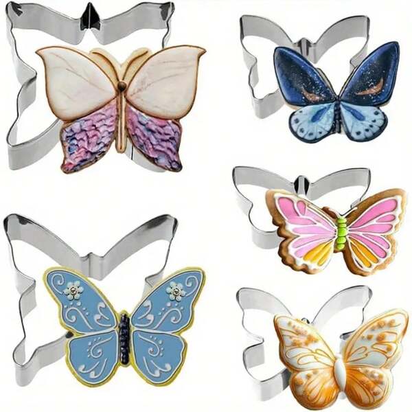 5pcs Butterfly Cookie Cutter Set, Mini Cookie Cutters, Sandwich Chocolate Candy Cake Molds, Suitable For Kids, DIY Baking Decorating Mold Set, Ideal For Parties And Family Gatherings