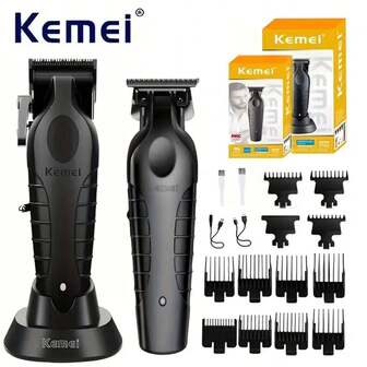 Kemei 科美 KM-2299/2296 无绳充电式理发器 - 适合男士、男孩、儿童及家庭的专业理发套装，电池续航时间长，在家即可享受沙龙级剪发体验