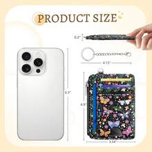 Butterfly Flowers Credit Card Holder Small Wallet Women, Slim RFID Blocking Wallet Woman Keychain With Zipper Coin Pocket, Front Pocket Thin Travel Card Case With ID Window For Ladies Gifts{"Color_name":"Butterfly"} - 多色8 - 查看 6