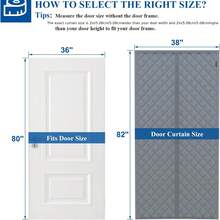 Heavy-Duty Magnetic Thermal Insulated Door Curtain For Winter - 38"X82" (96x208cm) Sliding/Regular Doors, Multi-Layer Oxford Fabric & Insulation, -Saving Locking System, Pet-Friendly Locking Mechanism, Fits Wood/French Doors - Màu Xám nhạt - Xem 2
