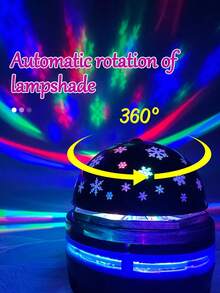 1 szt. Projekcja świetlna w kształcie płatka śniegu, romantyczne, obrotowe światło do tańca, stwórz własną scenę z kolorowymi płatkami śniegu, sypialnia, impreza, przyjęcie, urodziny, prezent świąteczny, marzycielskie piękno, pasuje do każdej scenerii, prezent świąteczny