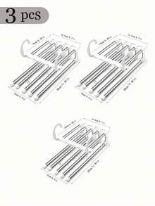 2pcs Space Saving Pants Hangers - Closet Organizer For Jeans, Pants, Scarves, Leggings, Skirts, Clothes Rack, Non-Slip 5-Tier Pant Hanger, White - Multicolor - View 8