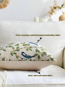 1/2 Pieces, Decorative Square Pillow, With Pastoral Flowers And Birds Style, Suitable For All Seasons, Available In A Variety Of Colors And Sizes, High-Density Colorful Jacquard Fabric Pillowcase, (Pillow Core Not Included), Zipper Closure, Suitable For Holiday Parties, Sofa Cushions To Match Beige Sofas,Sofa Pillows, Beds, Living Rooms, Offices, Car Cushions And As A Simple Soft Gift.