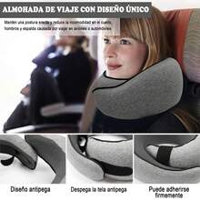 Almohada de Viaje en Negro - Memory Foam, Soporte Cervical, Transpirable, Funda Extraíble, con Mascarilla y Tapones, Plegable - Negro - Ver 4