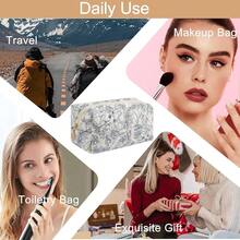Makeup Bag Travel Cosmetic Bag For Women Girls, Zipper Make Up Pouch, Floral Flowers Toiletry Organizer Makeup, Portable Storage Bag, Cosmetic Travel Cloth Bag (Navy Blue Flower){"Color_name":"A3NavyBlueFlower"} - A3海軍藍花 - 查看 7