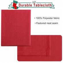 Red Tablecloth Rectangle - Wrinkle Resistant And Waterproof Dining Room Washable Christmas Table Cloth, Polyester, 30 X 60 Inch{"Size_name":"60\"X30\"(Rectangular)","Color_name":"Red"} - Multicolor6 - View 5