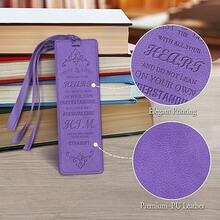 FINPAC Leather Bible Bookmarks, Vegan Religious Bookmarks, Bible Verse Book Markers Church Gifts For Women Men [Trust In The Lord With All Your Heart] - VioletLeather Bible Bookmarks, Vegan Religious Bookmarks, Bible Verse Book Markers Church Gifts For Women Men [Trust In The Lord With All Your Heart] - Violet - 紫羅蘭色 - 查看 4