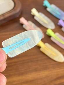 1pc Sweet Young Girl Iridescent Mermaid Girl With Invisible Hair Clip - Simple And Cute Hair Accessory, Claw Clips - Multicolor - View 11