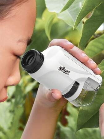 便携式手持显微镜——科学探索与观察工具，适用于户外自然观察、科学教育、微观世界探索。轻巧设计，观察效果清晰，为科学探索带来便捷与乐趣，随时随地开启探索微观世界的科学启蒙空间。是生日、圣诞节、冬季节日礼物、圣诞装饰品、家居桌面配件的理想之选。