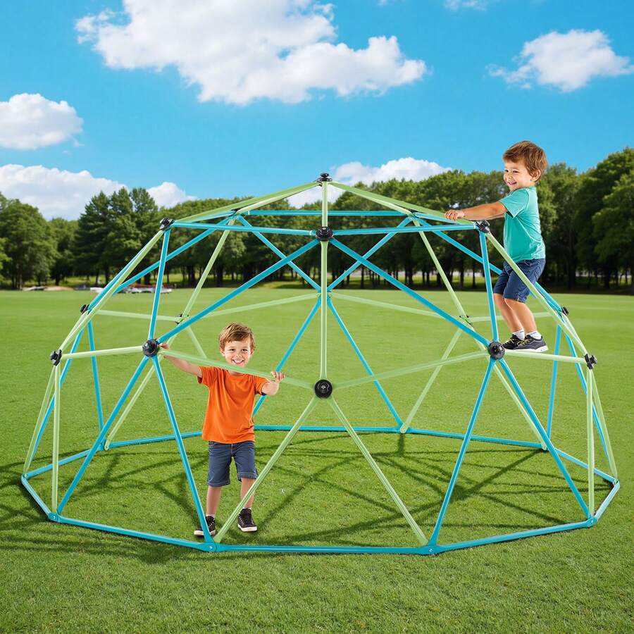 Climbing Dome, 10FT Geometric Dome Climber For Kids, 1000LBS Loading Jungle Gym Playground With Octopus Net & 2 Basketballs, Easy-Assembly Outdoor Backyard Climbing Toys - Gift For Boys Girls - 10FT 1000LBS - View 1