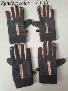 1 par de luvas térmicas de inverno com forro - Luvas de ciclismo femininas à prova de vento, resistentes ao frio e antiderrapantes, ideais para atividades ao ar livre - Isoladas, impermeáveis e compatíveis com smartphones com tela sensível ao toque.