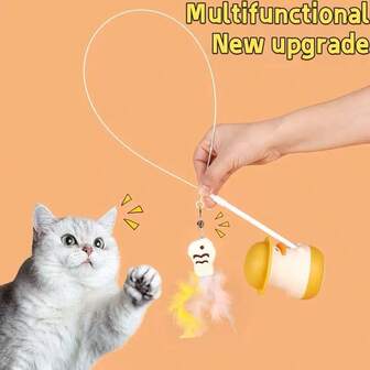 多功能可爱鸭子逗猫棒，带旋转羽毛，自玩猫玩具，猫薄荷玩具，宠物用品；猫咪用品，猫咪用品