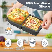 Silicone Freezer Tray With Lid U2013 2 - Cup Soup Freezer Container Molds, Large Cube Trays Freezing Soup, Sauce Broth, Meal Prep Food Storage U2013 Oven Dishwasher , 2 - Pack - 灰色的 - 查看 4