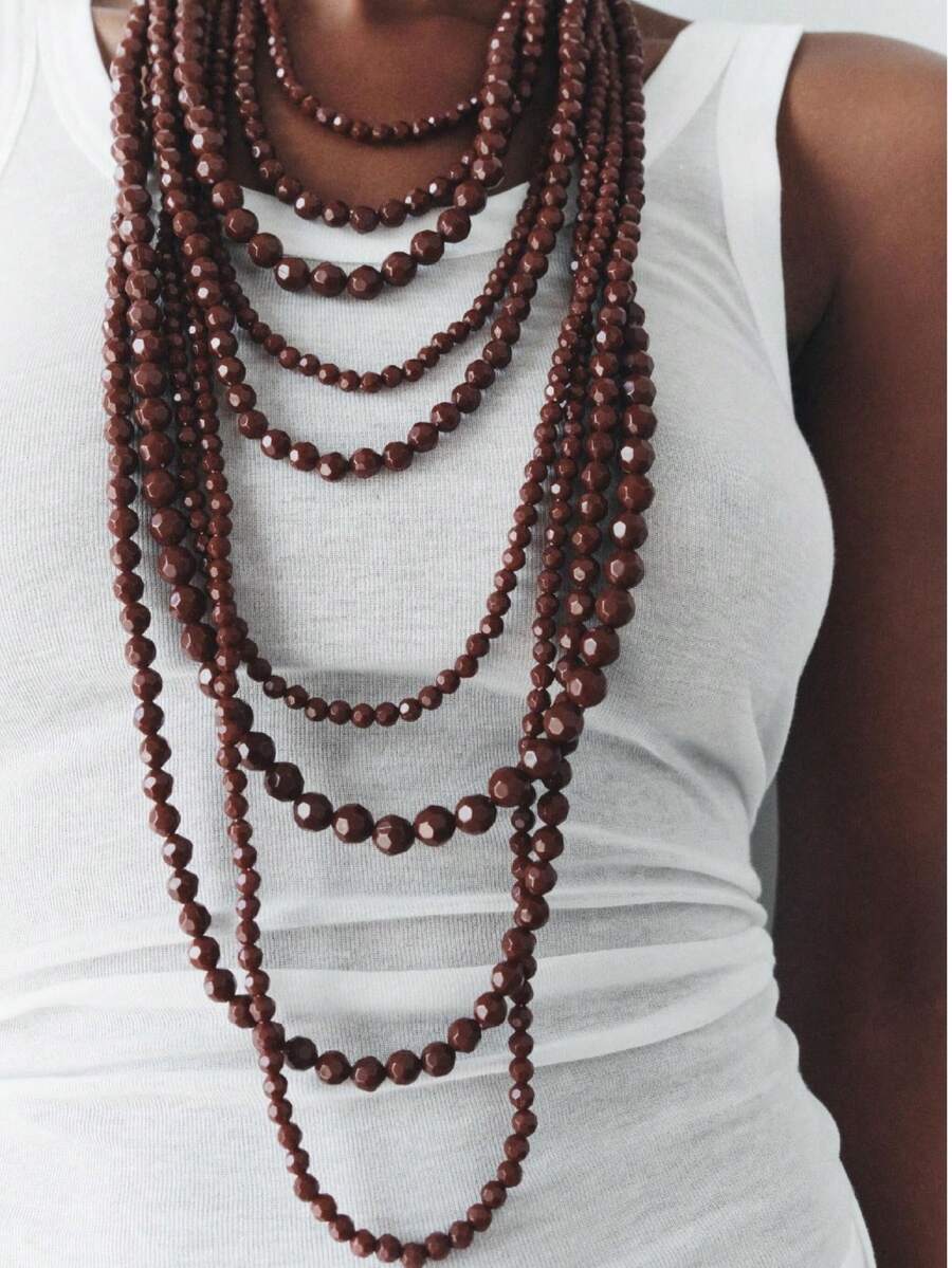 1 Peça Colar de Resina Multicamadas Exagerado, Acessório de Joalheria Estilo Boêmio, Nova Moda Europeia e Americana