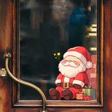 Pegatinas decorativas para ventanas de Navidad - Papá Noel con regalos, decoraciones adhesivas para ventanas, sin residuos, removibles, para el hogar, la tienda, la oficina - Decoraciones removibles para ventanas navideñas, exhibición festiva, diseño alegre, calcomanías decorativas, decoradores del hogar, pegatina para ventana de Navidad removible, cling para ventana de Navidad, pegatinas adhesivas para ventanas, pegatina para ventana de Navidad, decoración navideña