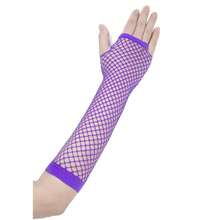 Fishnet Fingerless Gloves Mesh Arm Sleeves Fish Net Arm Sleeves EMO Gloves For Women In Theme Party Scene Accessories{"Size_name":"Long","Color_name":"#06-Purple(Long)"} - 多色2 - 查看 4