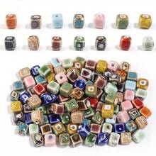 5pcs 9mm Ceramic Glazed Square Beads Bracelet Spacer Earrings DIY Jewelry Making Accessories