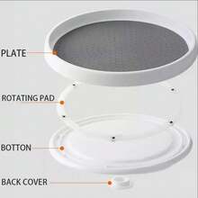 Tocadiscos de 11.8 pulgadas, organizadores de despensa y almacenamiento de especias, organizador de latas para gabinete de cocina, refrigerador, bandeja decorativa para frutas, gabinete - Blanco - Ver 2