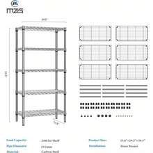 M MZG 1250 Lbs Storage Rack Metal Wire Shelving Unit,  5 Tier Chrome Heavy Duty Storage Standing Shelf Organizer For Laundry Bathroom Kitchen Pantry Closet Garage Basement Office-13.8" D X 29.5" W X 59.5" H - 銀色 - 查看 10