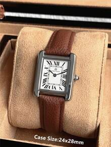 Pablo Raez 1 pieza Reloj de mujer vintage original, encantador color plateado, reloj de pulsera para mujer de marca superior, nuevo, joyería de lujo, accesorios de mujer de acero inoxidable, color plateado, no se mancha, reloj de vestir marrón, caja de acero inoxidable chapada en IPS, diseño de moda, resistente al agua 50m, pantalla de números romanos, reloj de cuarzo casual para niñas