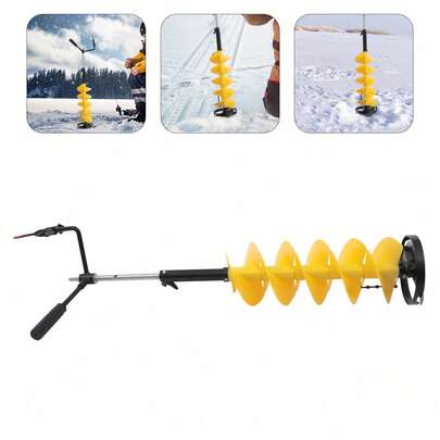 Cordless Nylon Ice Drill Auger 8" Dia W/ICE Scoop Chipper/Universal Drill Adapter/Ice Fishing Rod Rack And 1 Set Blades