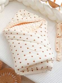 1 件新生儿襁褓包，秋冬季柔软圆点襁褓毯，婴儿防惊吓睡袋