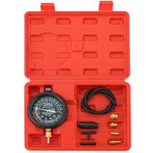 Vacuum Fuel Pump Carburetor Valve Pressure Tester Gauge Test Tool Kit Set - Red - View 12