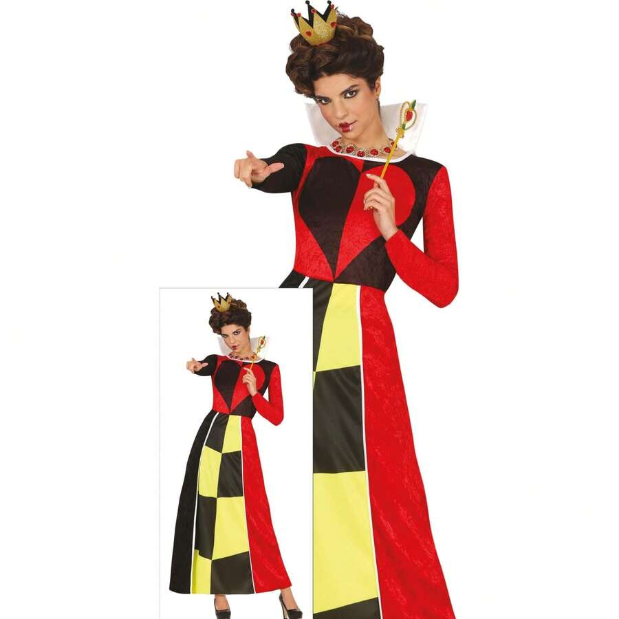 Fiestas Guirca Queen Of Hearts Costume For Adults, Fantasy Queen Of Hearts Play Costume, Party And Cosplay Outfit, Available In Multiple Sizes, Perfect For Themed Celebrations, Carnival, And Costume Fashion Events - Multicolor - View 1
