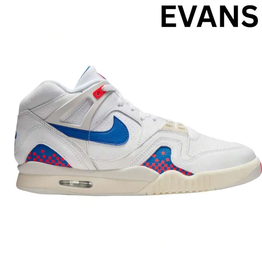 Nike Air Tech Challenge II Pixel Court (2025) FZ9033-102 Men Fashion Sneakers New - White/Red/Blue - View 1