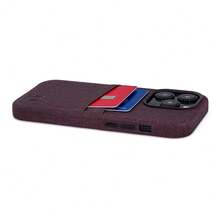 Card Case For  14 Pro With Built-In Metal Plate For Magnetic Mounting & 2 Card Holder Pockets: Luxe M2 Wallet, Canvas Style Synthetic Leather ( 14 Pro, Burgundy){"Size_name":"14Pro","Color_name":"Burgundy"} - Multicolor4 - View 9