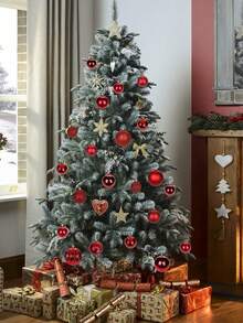 24pcs/Red Large Hanging Christmas Ornaments - Christmas Tree Decorations Shatterproof Hanging Balls Suitable For Christmas, Birthdays, Weddings, Winter Parties Hanging Decor Set - Multicolor - View 6