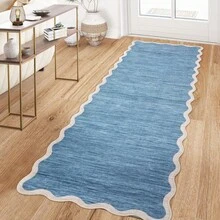 Kitchen Modern Simple Home Decor Area Rug Thin Low Pile Washable Carpet Soft Non Shedding Bordered Floorcover Easy To Clean Non Slip Entrance Runner Rug Stain Resistant Printed Mat Throw Rug For Hallway Bathroom Bedroom Dinning Room Laundry Living Room - 灰藍色 - 查看 4